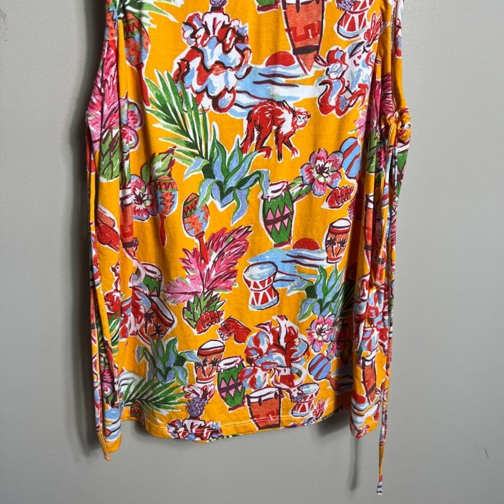 Zara Tropical Floral Cut Out Short Sleeve T-Shirt Dress Vacation Beach Medium - Picture 5 of 9